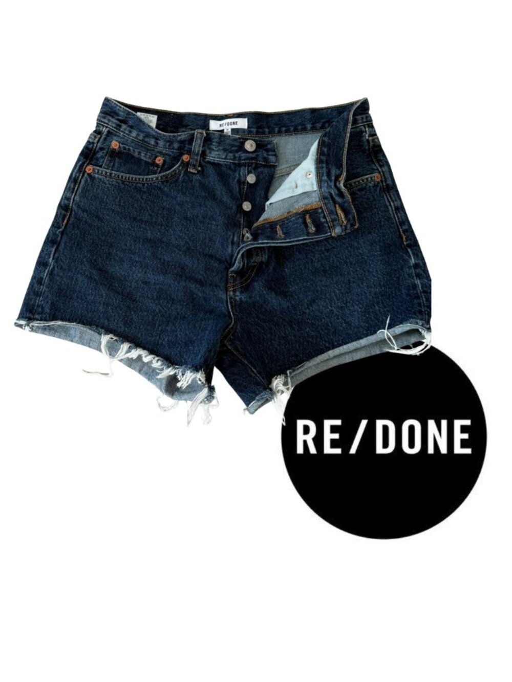 Re/Done Low Slung 90’s Sz 28- Dark Indigo Denim Cut-off Vintage-inspired